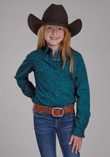Roper Girls Tonal Paisley Long Sleeve Snap Western Shirt - Roper - Flyclothing LLC