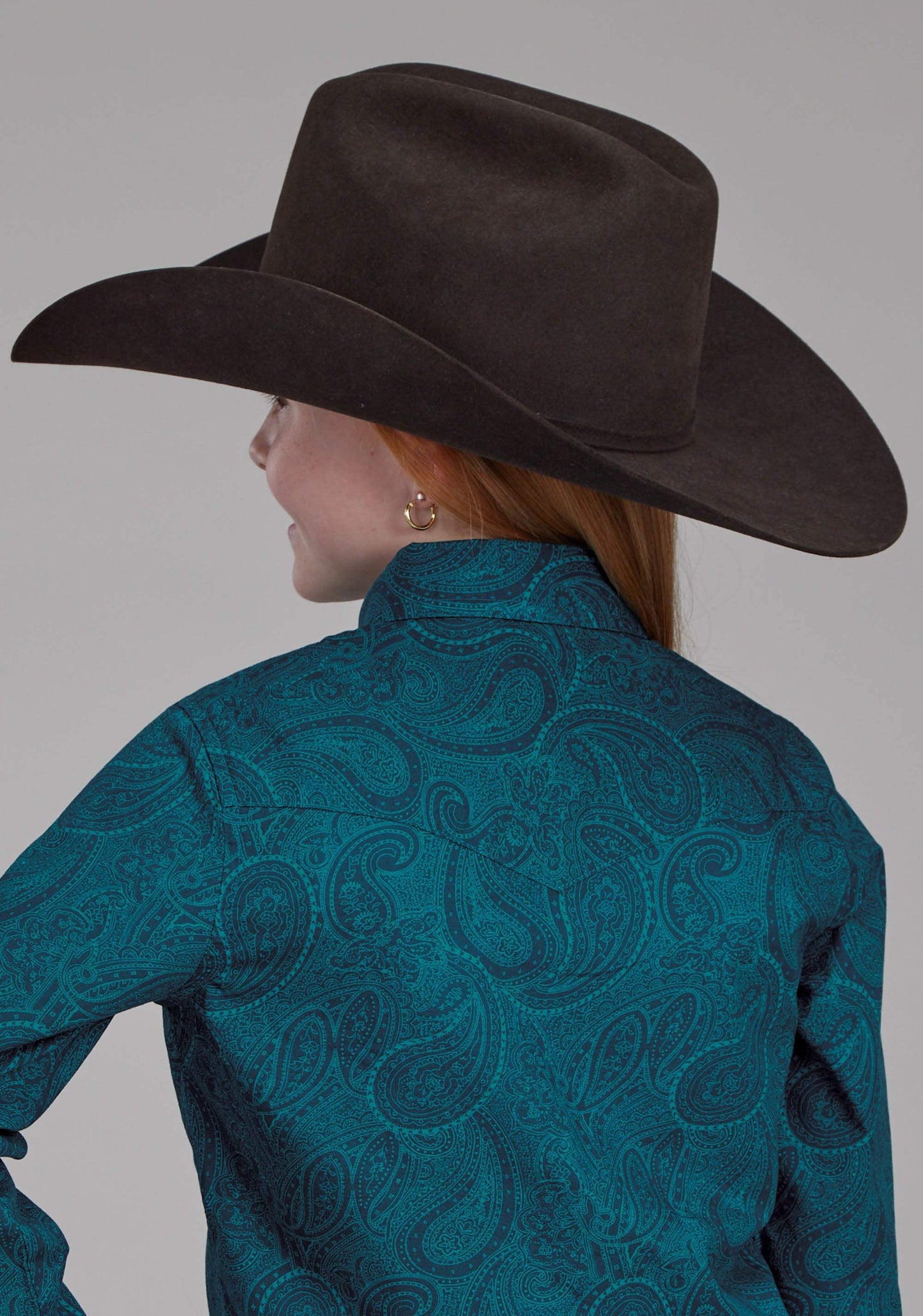 Roper Girls Tonal Paisley Long Sleeve Snap Western Shirt - Roper - Flyclothing LLC
