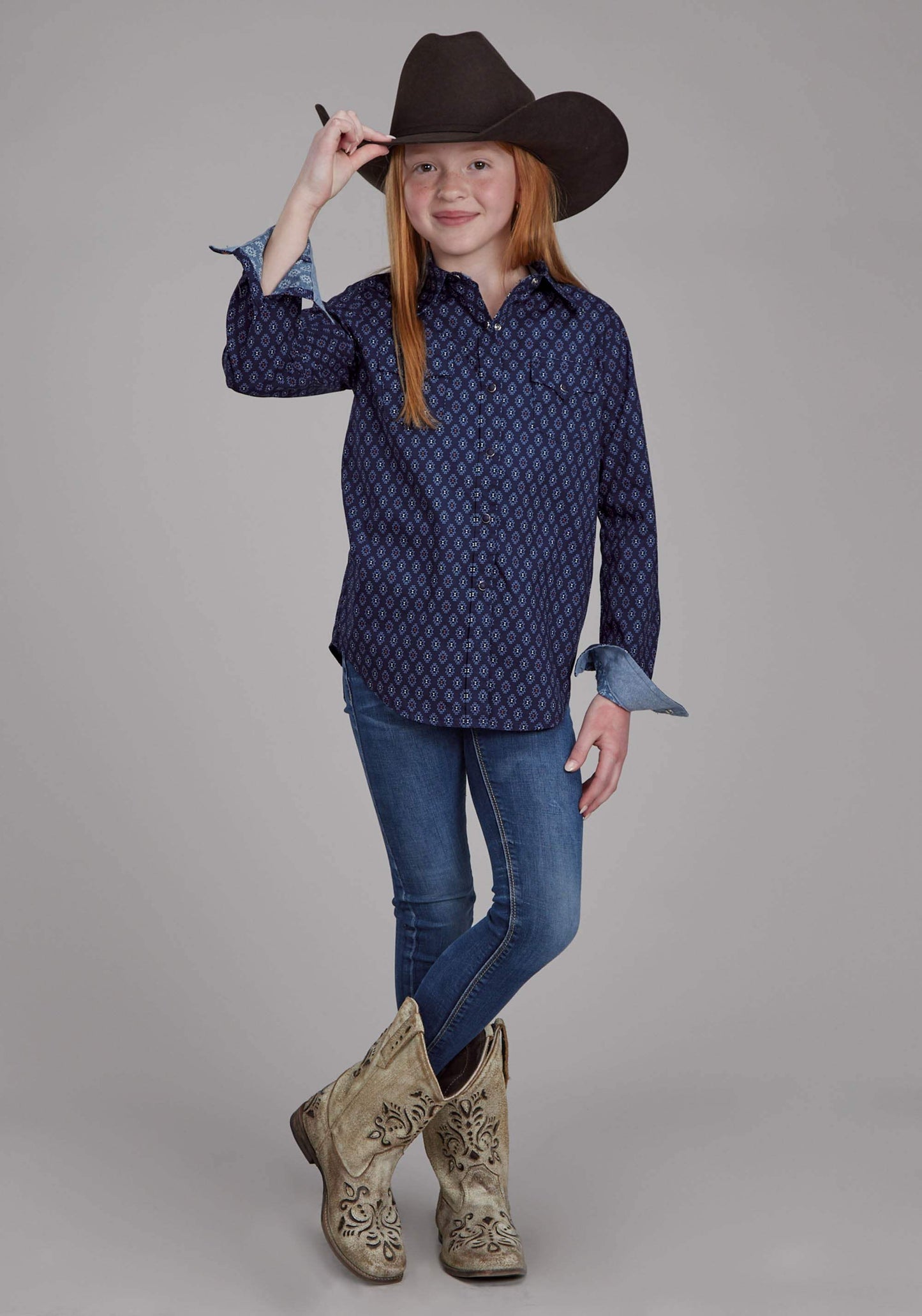Roper Girls Aztecs Print Long Sleeve Snap Western Shirt - Roper - Flyclothing LLC
