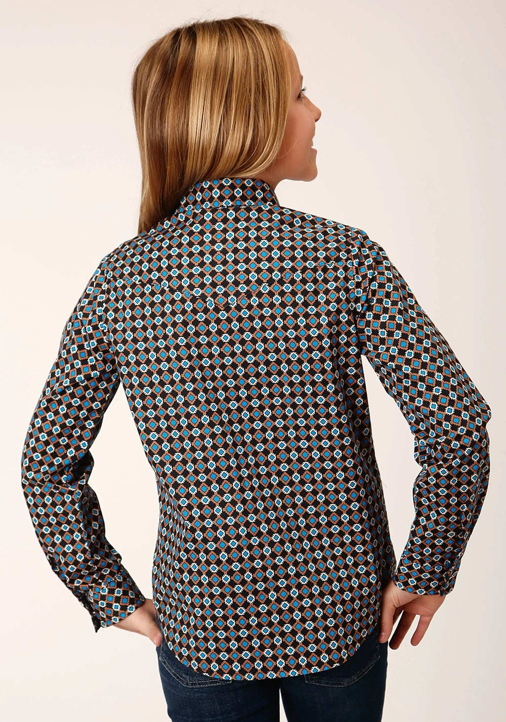 Roper Girls Long Sleeve Snap Aztec Medallions Western Shirt - Roper - Flyclothing LLC