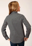 Roper Girls Long Sleeve Snap Aztec Medallions Western Shirt - Roper