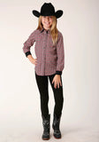 Roper Girls Long Sleeve Snap Western Diamond Print Western Shirt - Roper