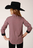 Roper Girls Long Sleeve Snap Western Diamond Print Western Shirt - Roper