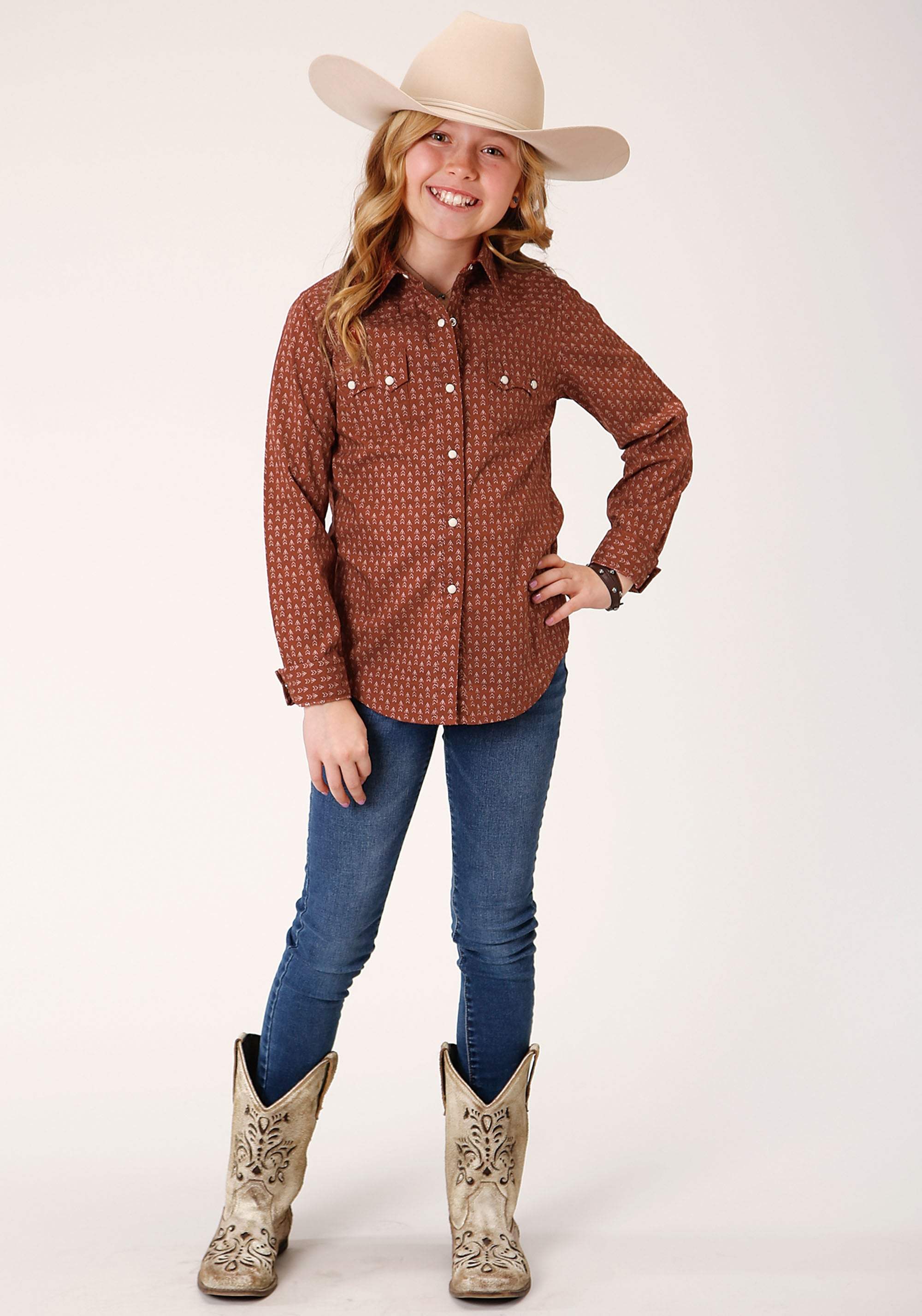 Roper Girls Long Sleeve Snap Arrow Geo Western Shirt - Roper - Flyclothing LLC