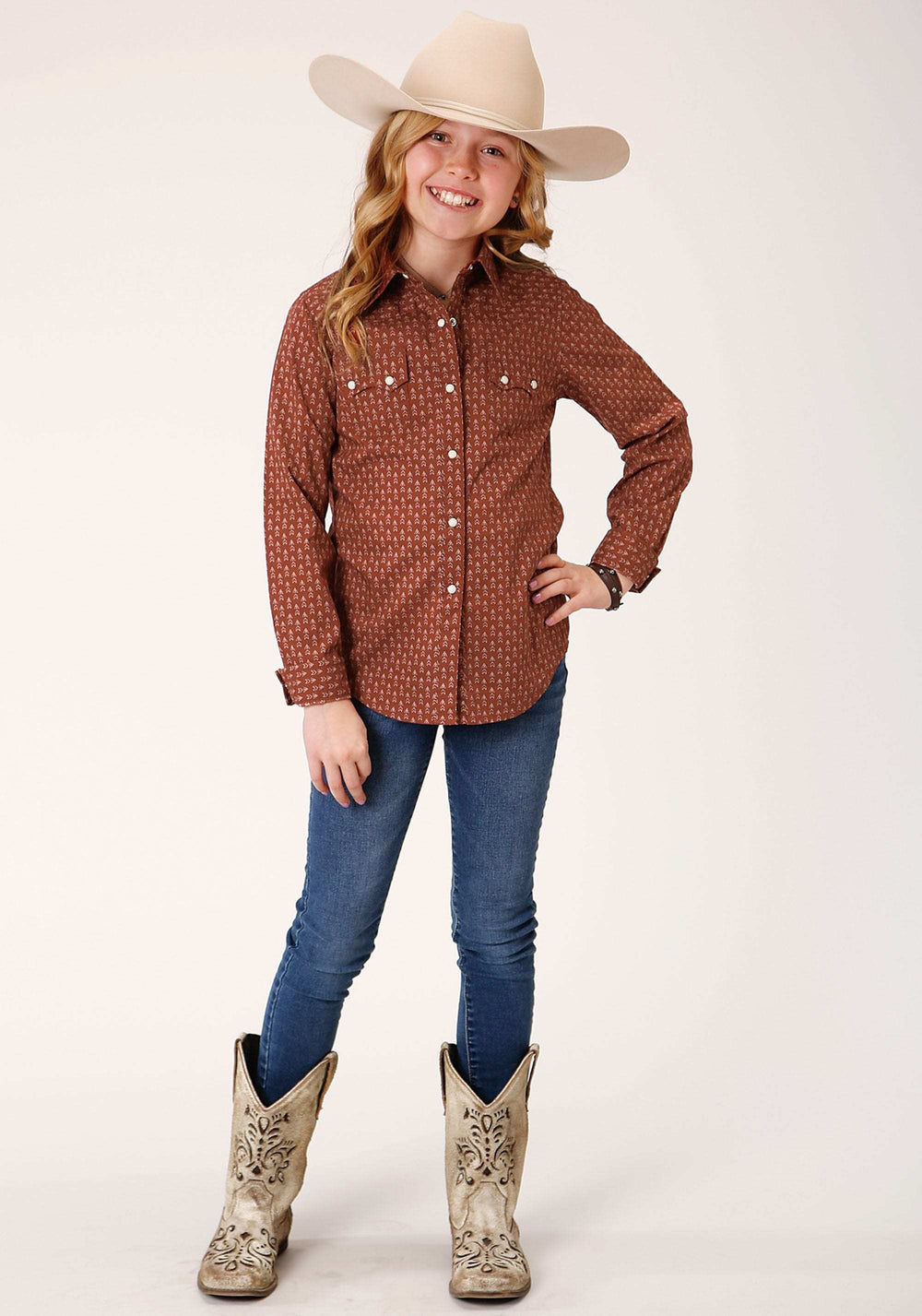 Roper Girls Long Sleeve Snap Arrow Geo Western Shirt - Roper - Flyclothing LLC