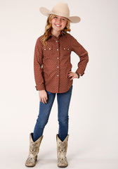 Roper Girls Long Sleeve Snap Arrow Geo Western Shirt - Roper