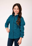 Roper Girls Long Sleeve Snap Tiles Print Western Shirt - Roper