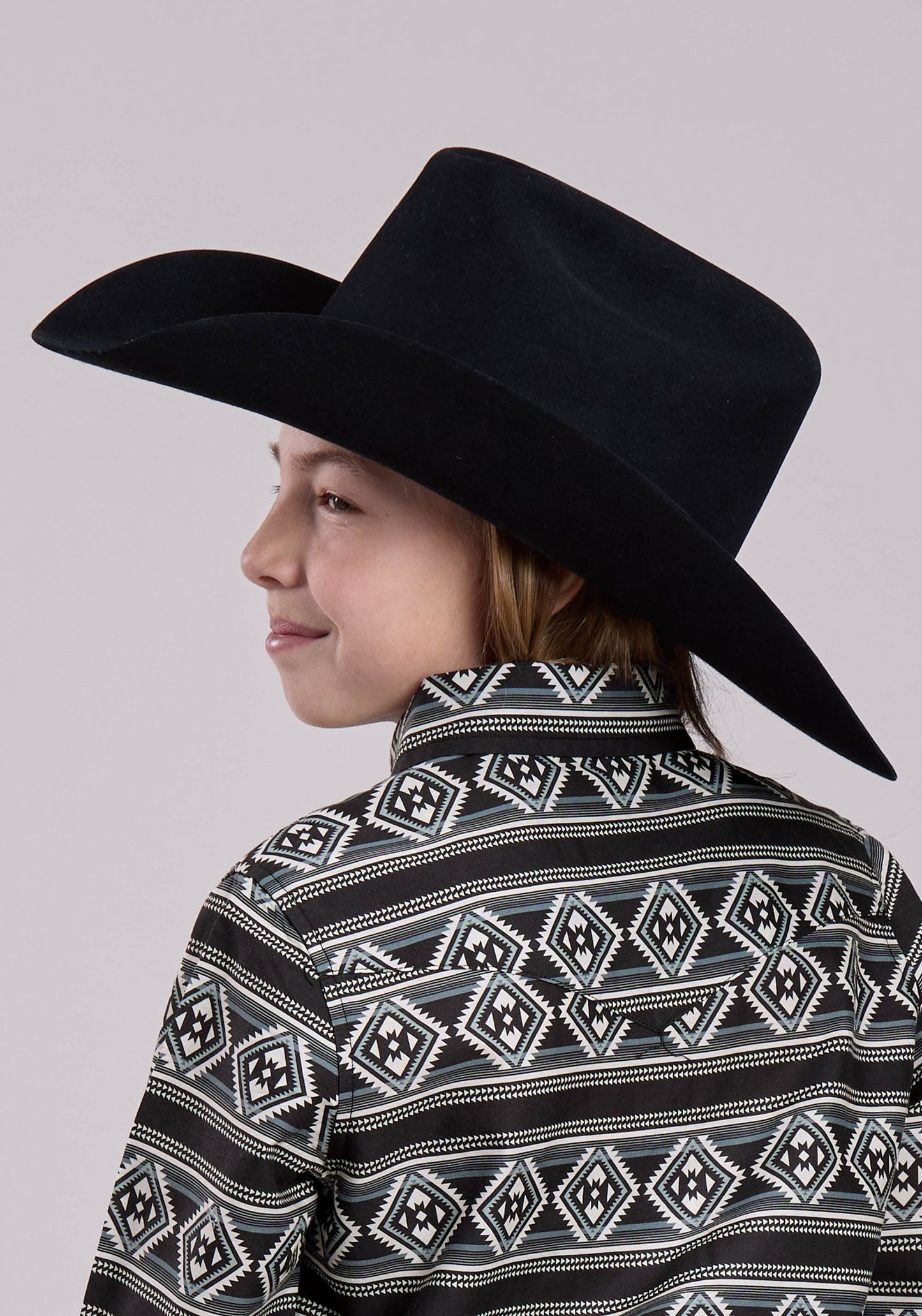 Roper Girls Long Sleeve Snap Aztec Stripe Western Shirt