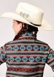 Roper Girls Long Sleeve Snap Aztec Stripe Print Western Shirt - Roper