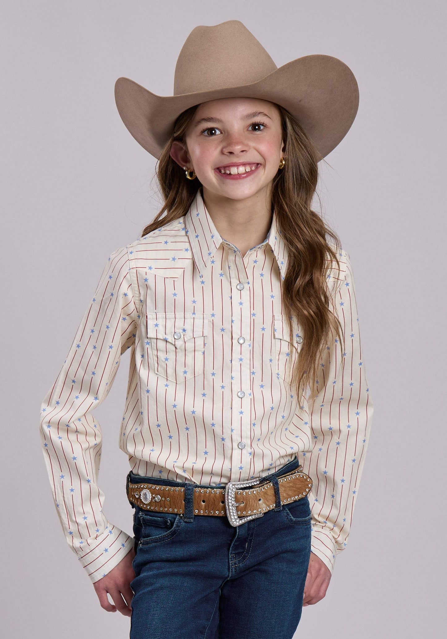 Girls Roper Stars And Stripes Print Long Sleeve Shirt - Roper - Flyclothing LLC