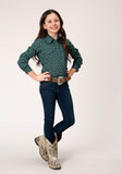 Roper Girls Long Sleeve Snap Croshort Sleeve Walk Foulard Western Shirt - Roper
