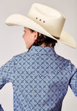 Roper Girls Long Sleeve Snap Blue Skies Tie Print Western Shirt - Roper