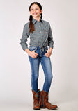 Roper Girls Long Sleeve Snap Frontier Foulard Western Shirt - Roper