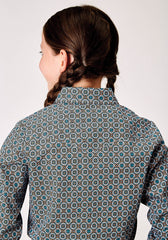 Roper Girls Long Sleeve Snap Frontier Foulard Western Shirt - Roper