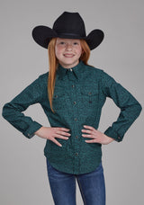 Roper Girls Vintage Paisley Long Sleeve Snap Western Shirt