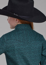 Roper Girls Vintage Paisley Long Sleeve Snap Western Shirt