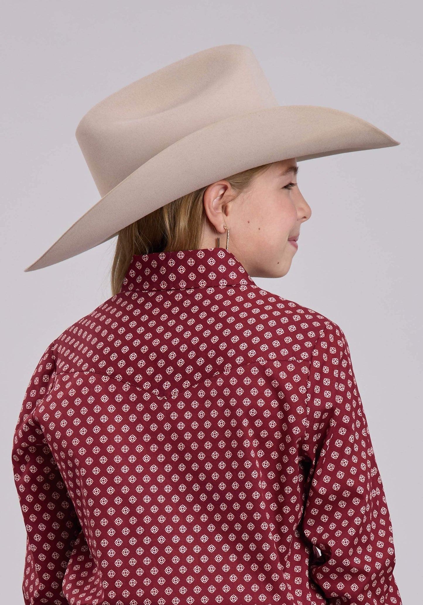 Girls Roper Red Stretch Foulard Long Sleeve Shirt - Roper - Flyclothing LLC