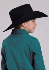 Girls Roper Solid Black Fill Teal Long Sleeve Shirt - Roper - Flyclothing LLC