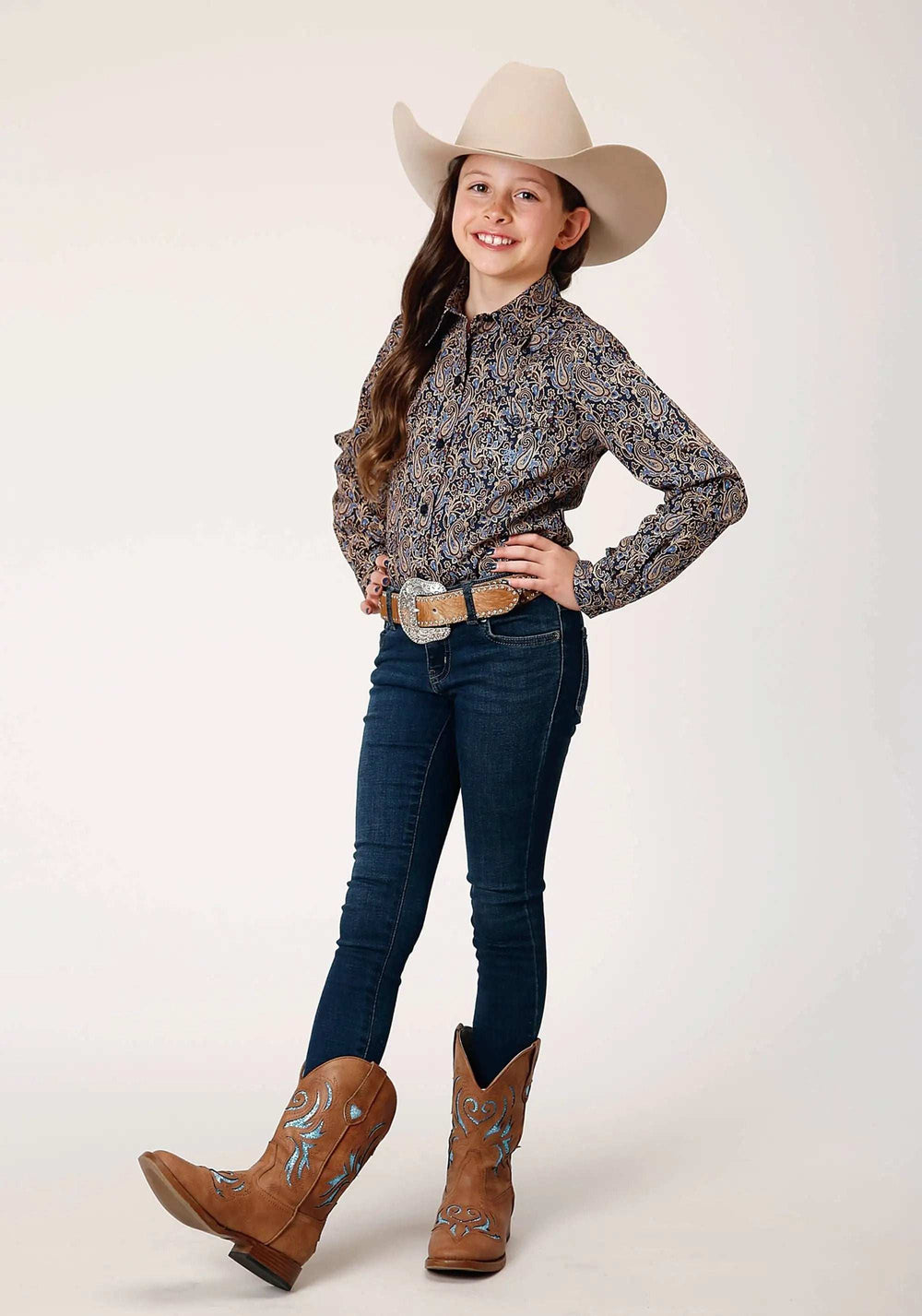 Roper Girls Long Sleeve Button Vintage Paisley Western Shirt - Roper - Flyclothing LLC