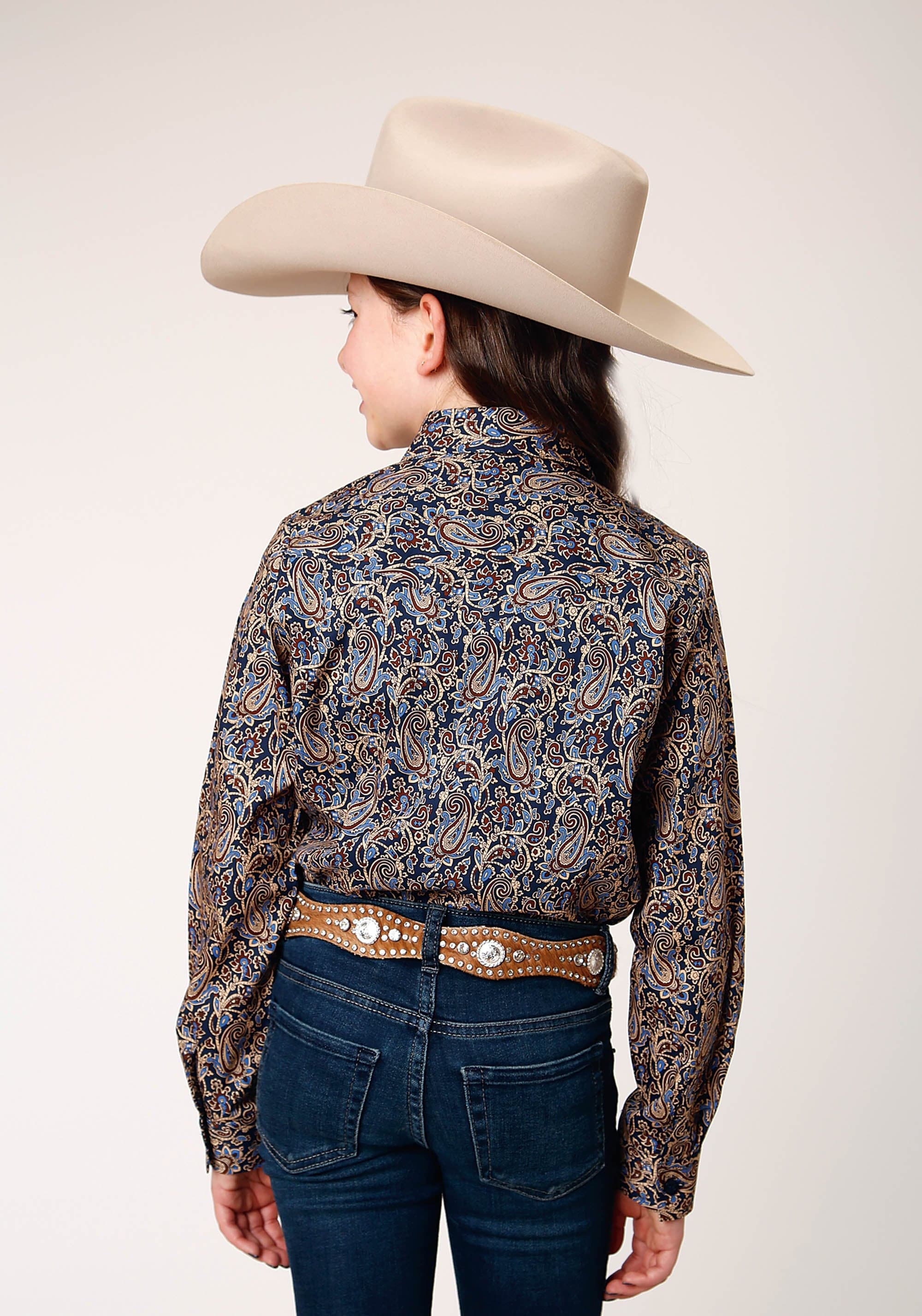 Roper Girls Long Sleeve Button Vintage Paisley Western Shirt - Roper