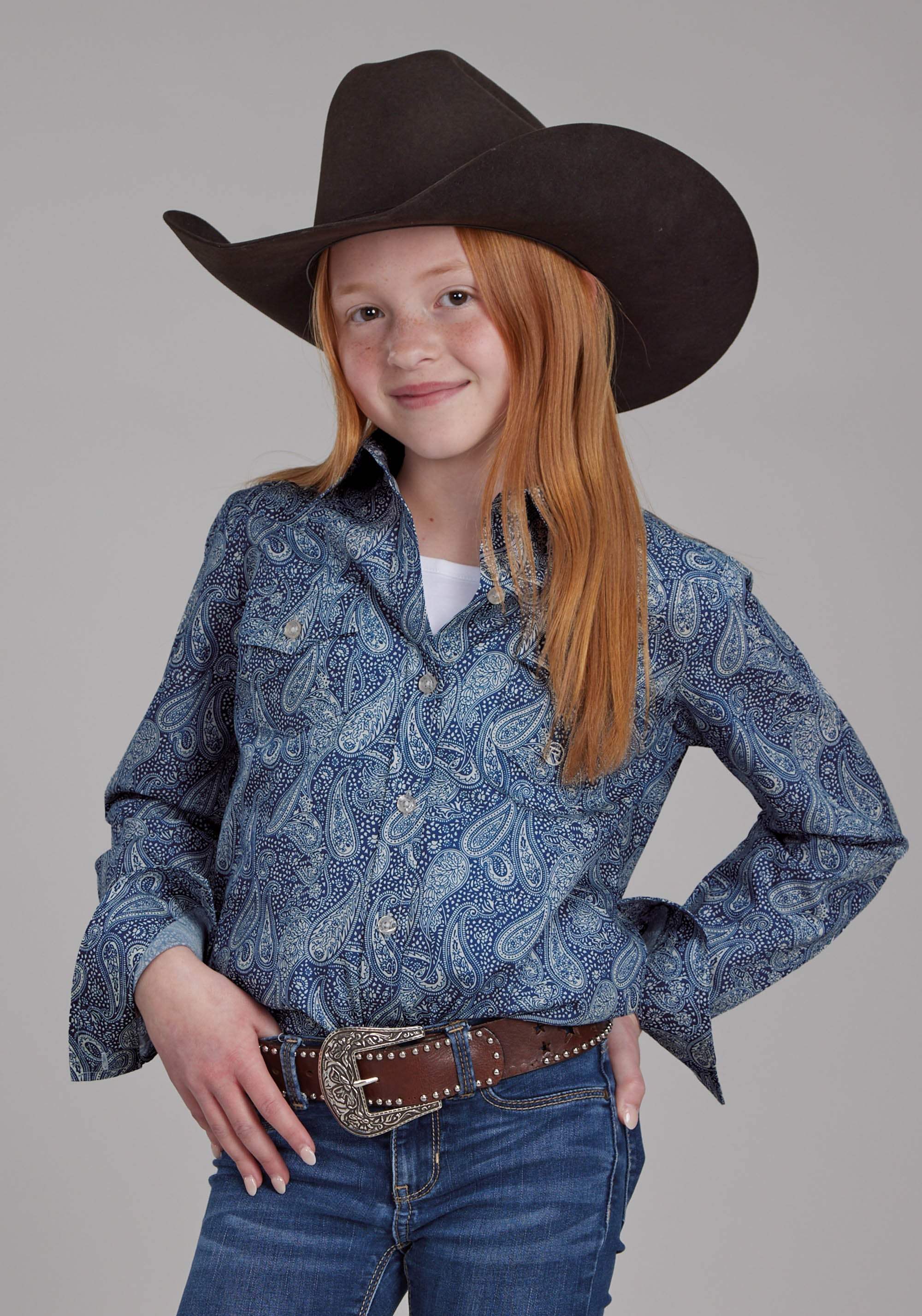 Roper Girls River Paisley Long Sleeve Button Western Shirt - Roper - Flyclothing LLC