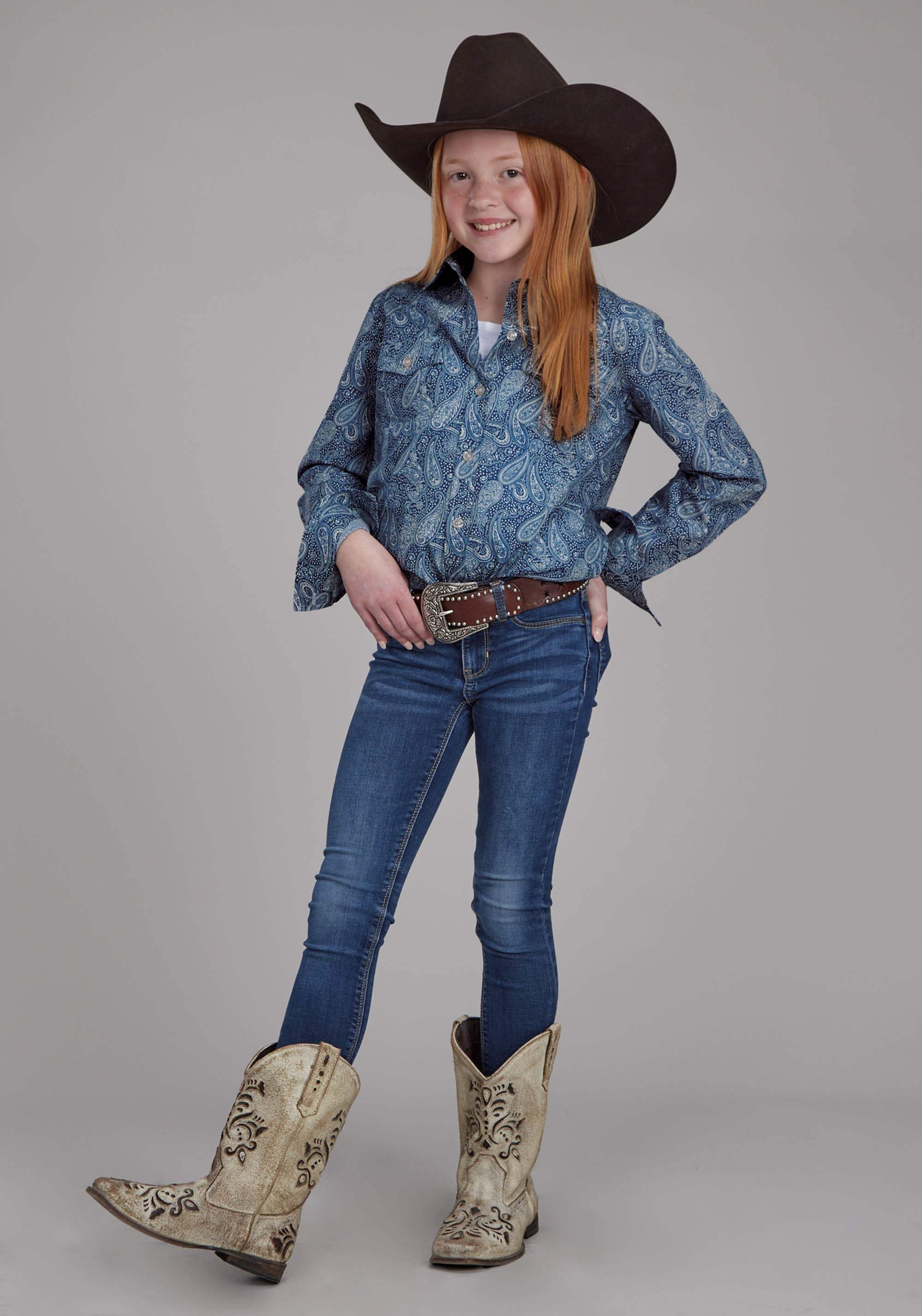 Roper Girls River Paisley Long Sleeve Button Western Shirt - Roper - Flyclothing LLC