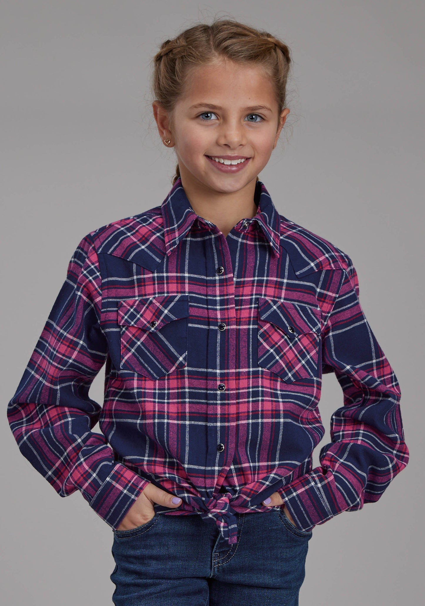Roper Girls Unlined Flannel Shirt Long Sleeve Snap Western Shirt