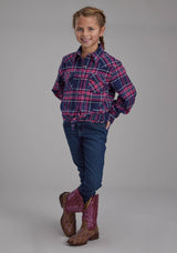 Roper Girls Unlined Flannel Shirt Long Sleeve Snap Western Shirt