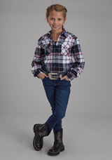 Roper Girls Unlined Flannel Shirt Long Sleeve Snap Western Shirt