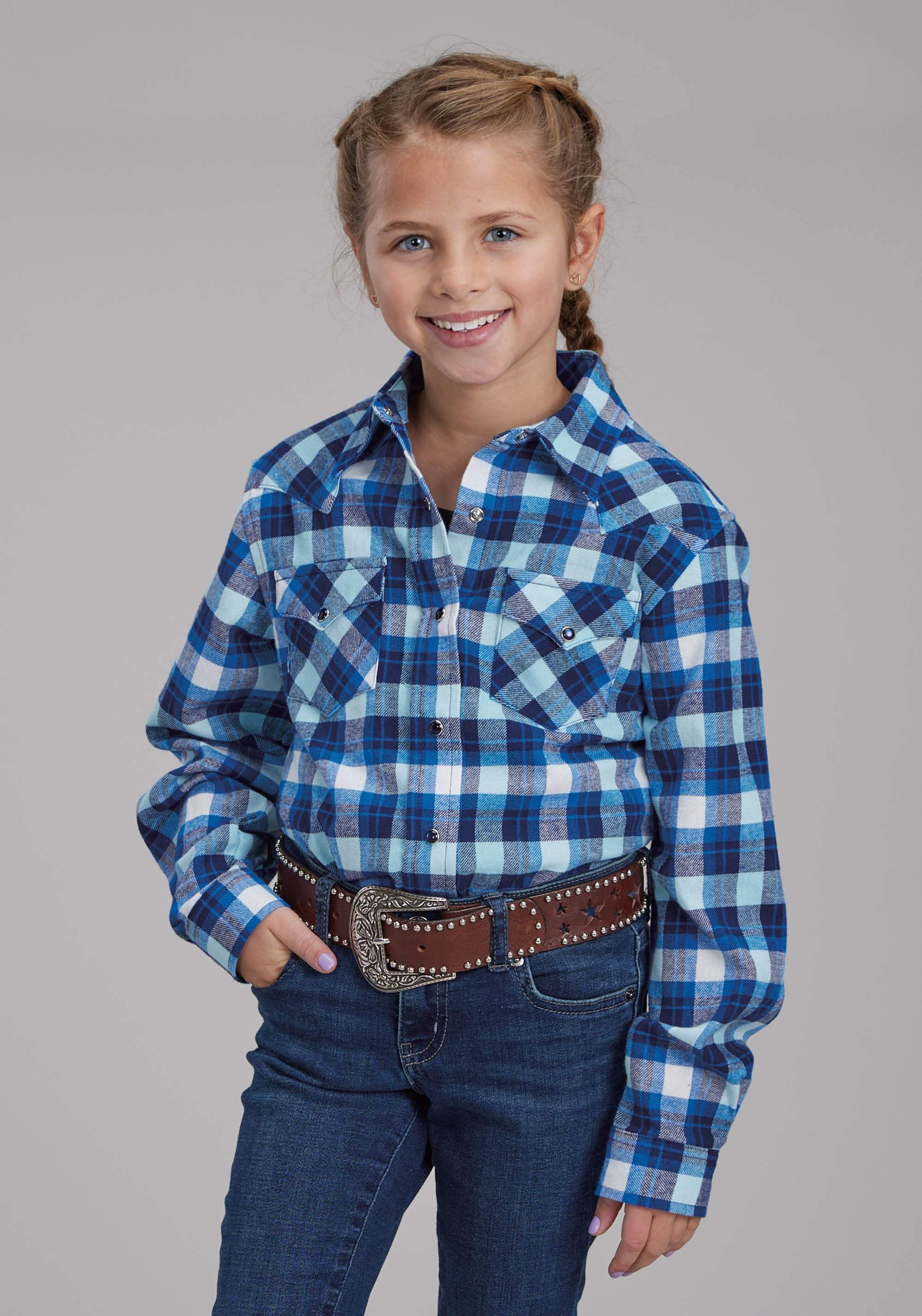 Roper Girls Unlined Flannel Shirt Long Sleeve Snap Western Shirt - Roper - Flyclothing LLC