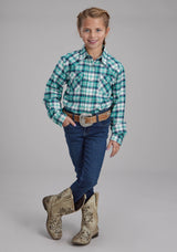Roper Girls Unlined Flannel Shirt Long Sleeve Snap Western Shirt