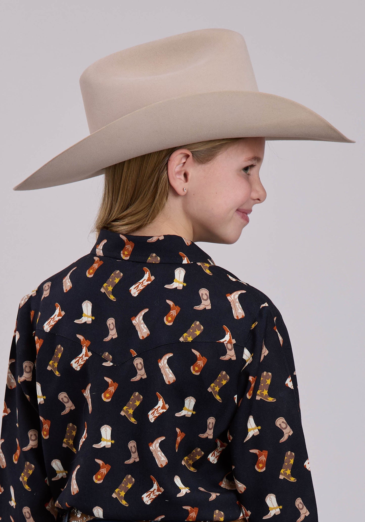 Roper Girls Long Sleeve Snap Boot Printed Rayon Western Shirt