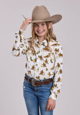 Girls Roper Racers Printed Rayon Long Sleeve Shirt