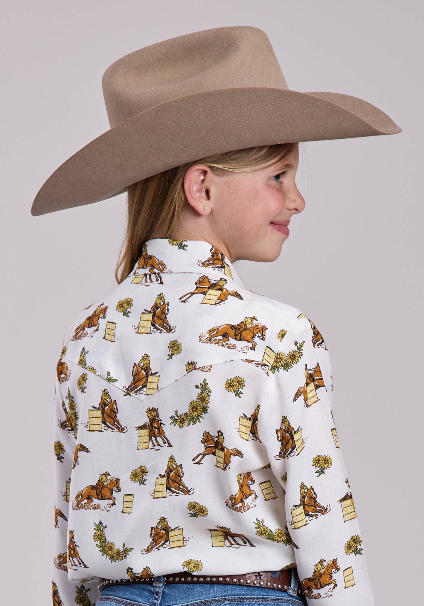 Girls Roper Racers Printed Rayon Long Sleeve Shirt