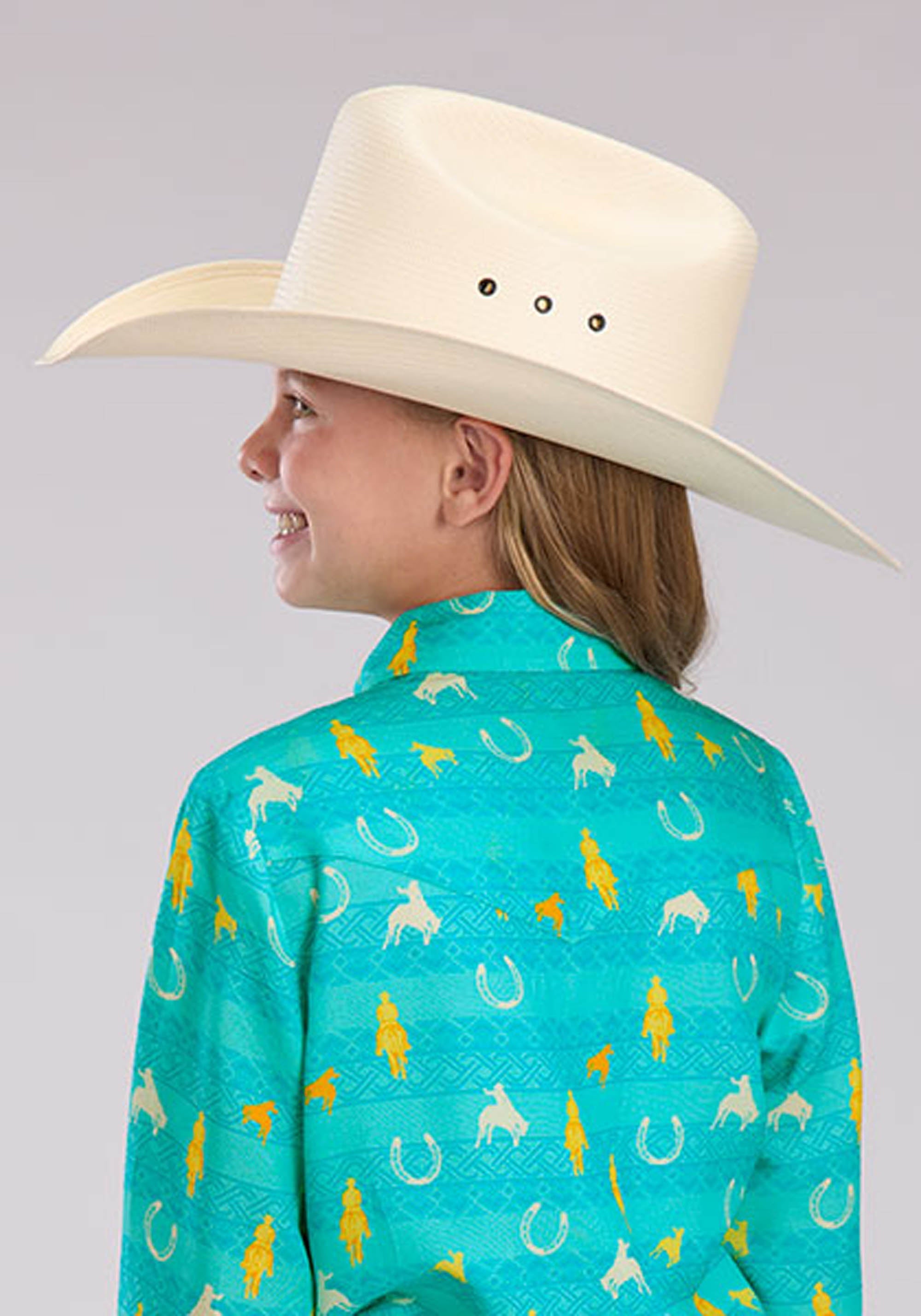 Roper Girls Vintage Aztec Print Rayon Long Sleeve Snap Western Shirt