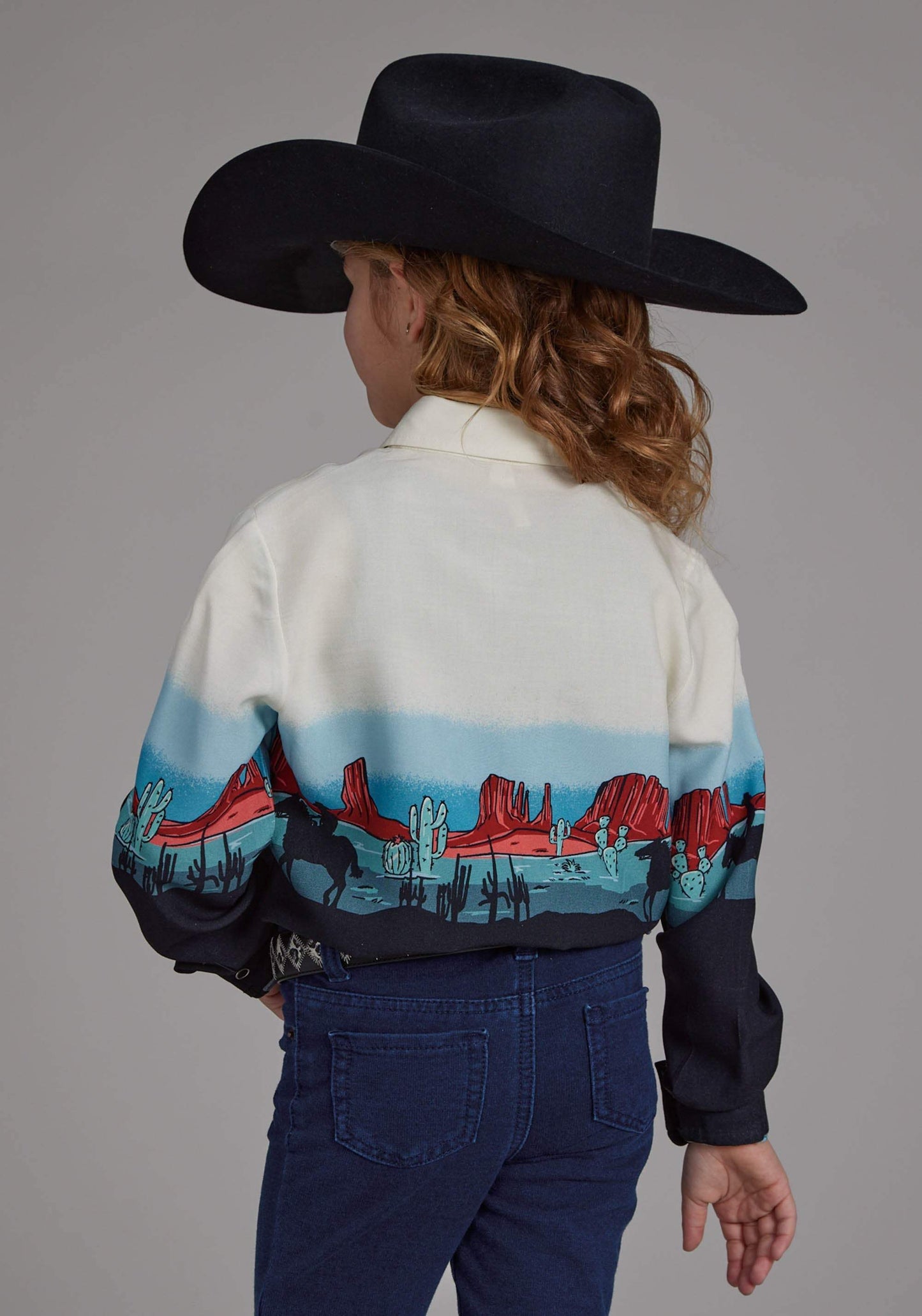 Roper Girls Western Border Printed Rayon Long Sleeve Snap Western Shirt - Roper - Flyclothing LLC