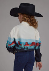 Roper Girls Western Border Printed Rayon Long Sleeve Snap Western Shirt - Roper - Flyclothing LLC