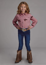 Roper Girls Wild Horses Printed Rayon Long Sleeve Snap Western Shirt - Roper - Flyclothing LLC