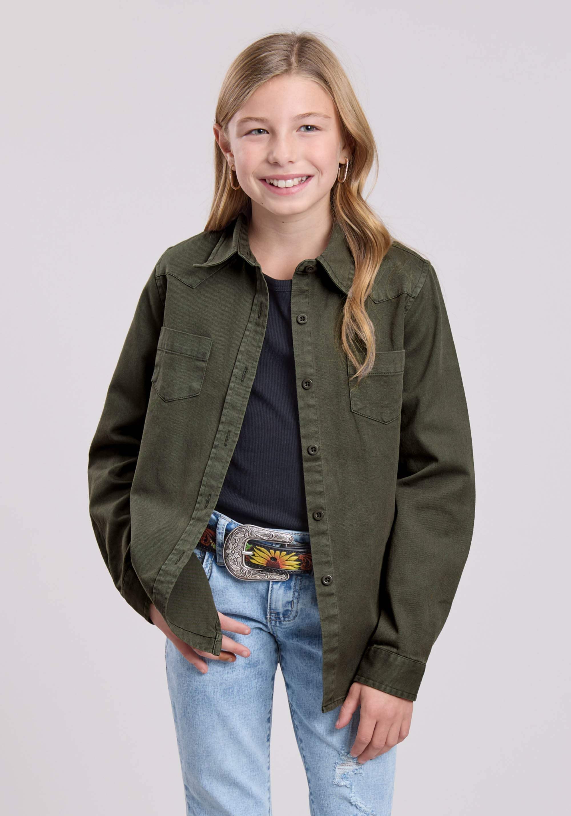 Roper Girls Long Sleeve Button Pigment Dyed Ls Western Blouse Western Shirt - Roper - Flyclothing LLC