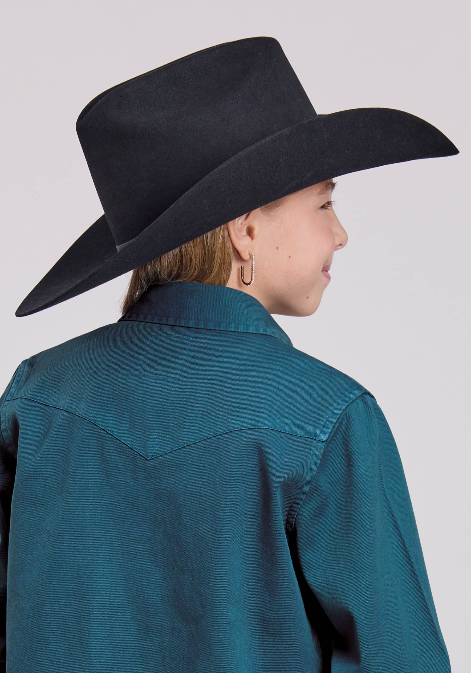 Roper Girls Long Sleeve Button Turq Pigment Dyed Wstrn Blouse Western Shirt