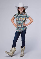 Roper Girls Sleeveless Snap Distressed Tropical Print Western Shirt - Roper - Flyclothing LLC