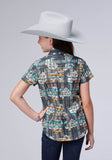 Roper Girls Sleeveless Snap Distressed Tropical Print Western Shirt - Roper