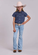 Girls Roper Dark Blue Denim Western Blouse - Roper - Flyclothing LLC