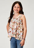 Roper Girls Sleeveless Feather Toss Printed Rayon Tank - Roper