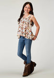 Roper Girls Sleeveless Feather Toss Printed Rayon Tank - Roper