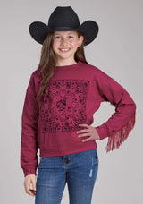 Roper Girls Cotton Fleece Sweatshirt Long Sleeve Pullover Western Shirt - Roper - Flyclothing LLC