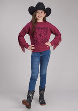 Roper Girls Cotton Fleece Sweatshirt Long Sleeve Pullover Western Shirt - Roper - Flyclothing LLC