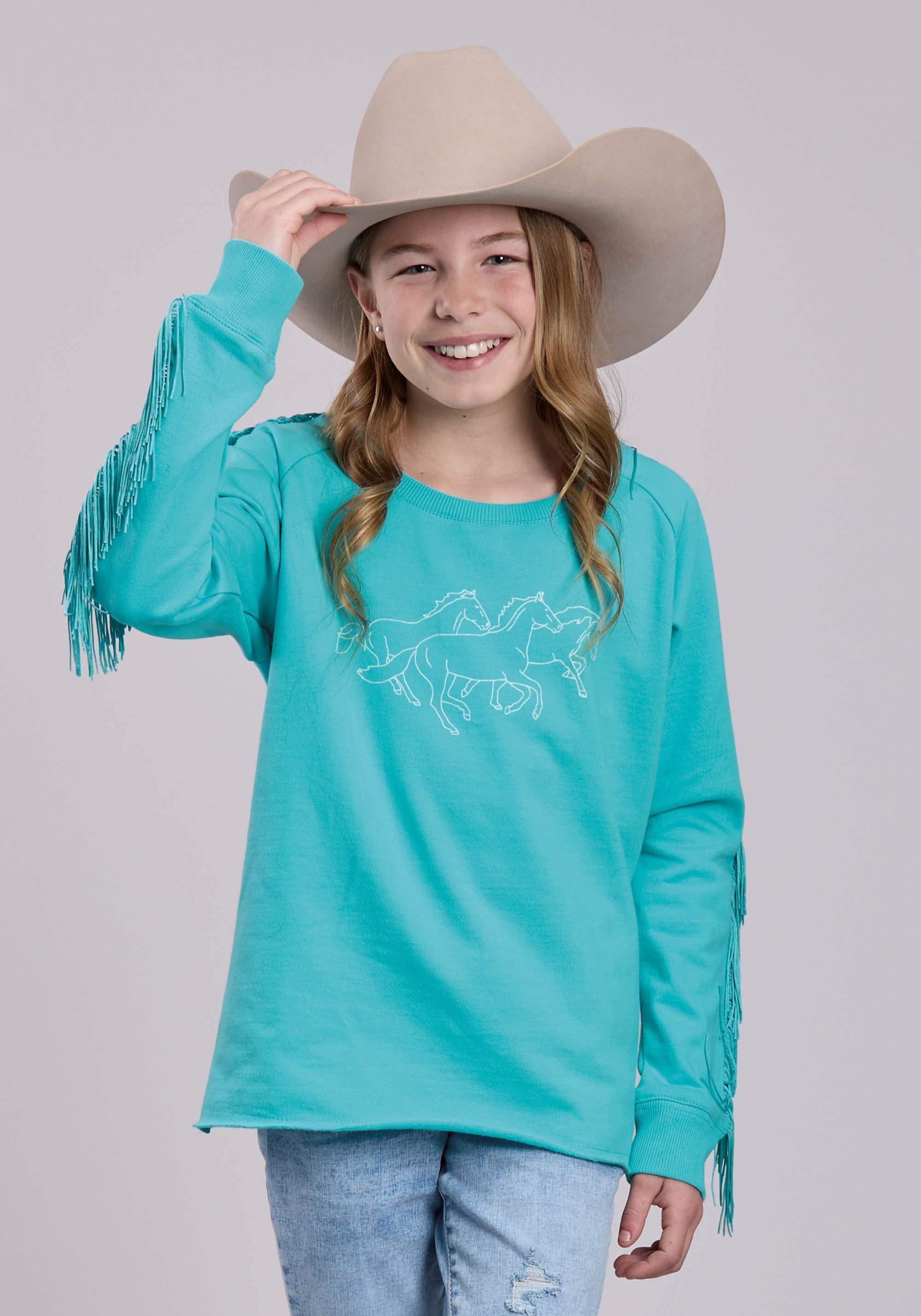 Roper Girls Long Sleeve Pullover Cotton Fleece Sweatshirt Western Shirt - Roper - Flyclothing LLC