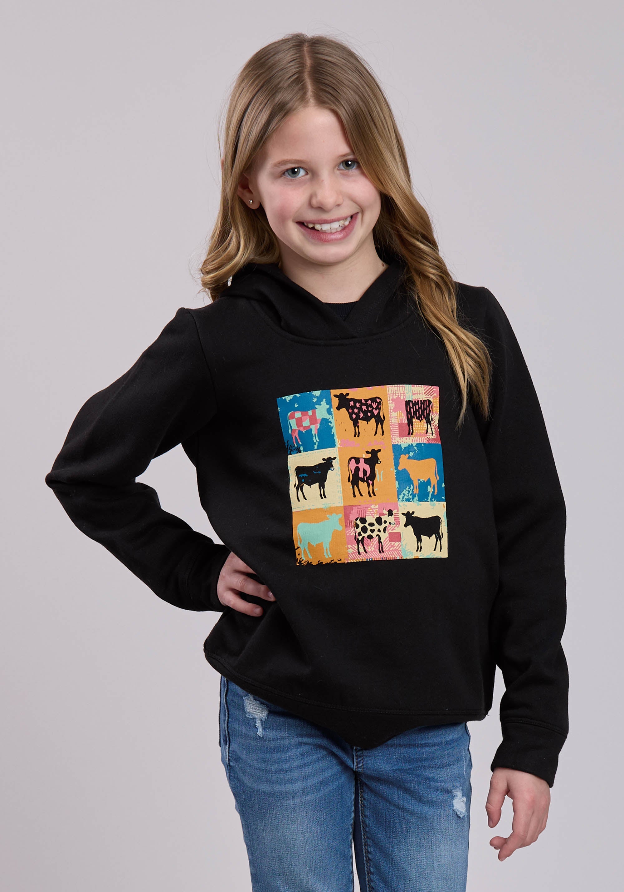 Roper Girls Long Sleeve Pullover Cotton Fleece Hooded Sweatshirt Weste