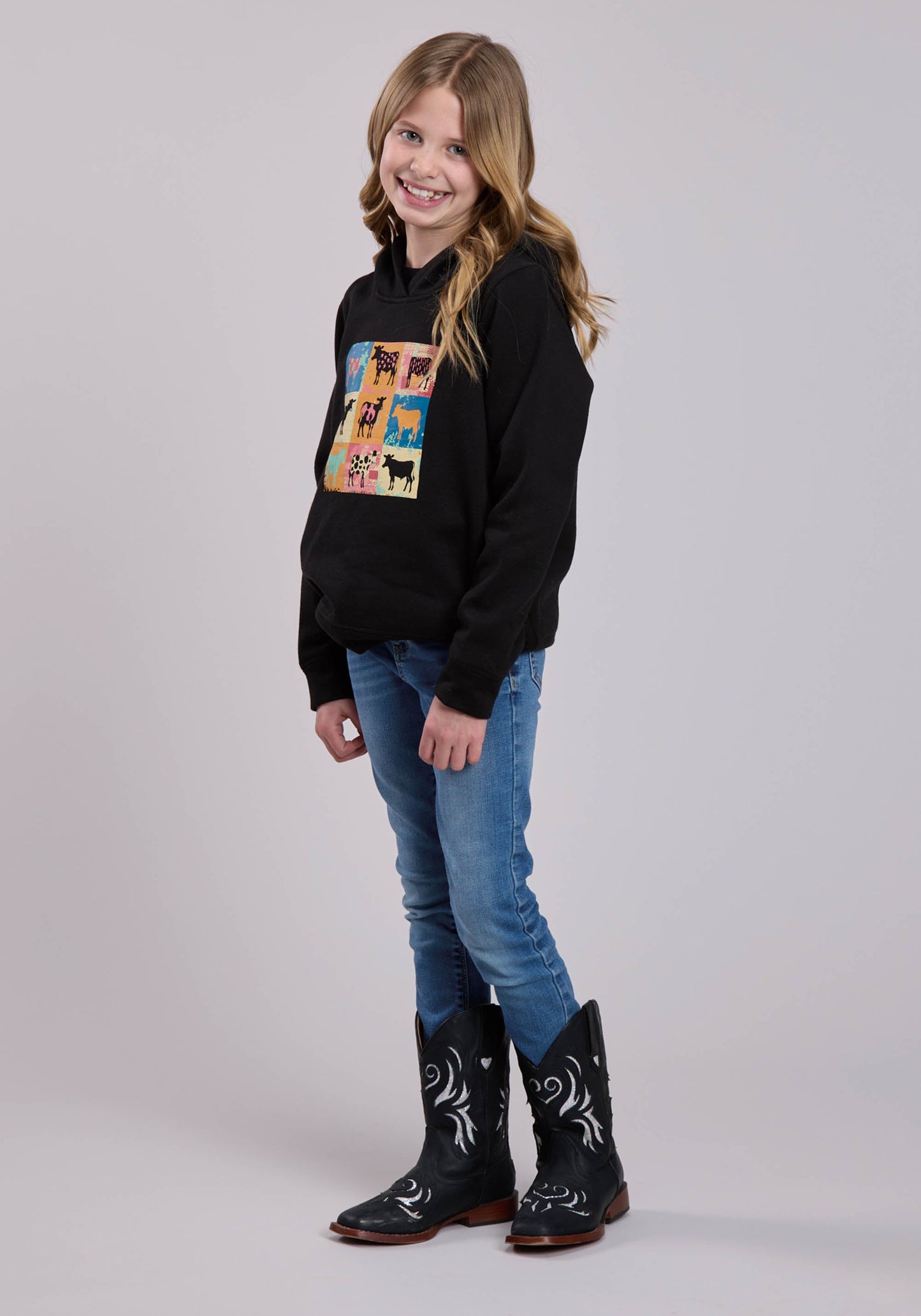 Roper Girls Long Sleeve Pullover Cotton Fleece Hooded Sweatshirt Western Shirt